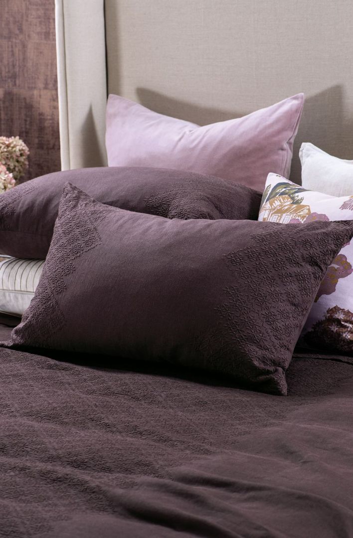 Bianca Lorenne - Sashiko Bedspread Pillowcase and Eurocase Sold Separately - Mulberry image 3